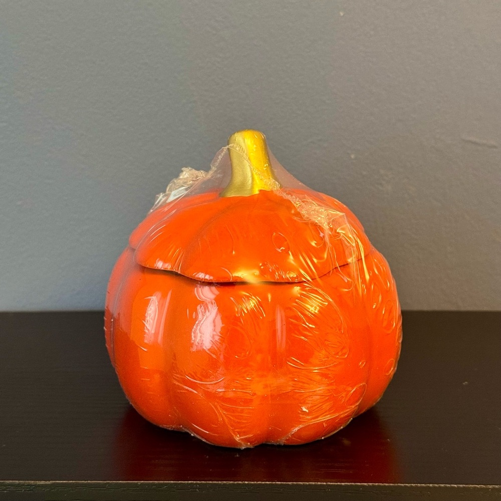Orange Pumpkin Ceramic Trinket Holder